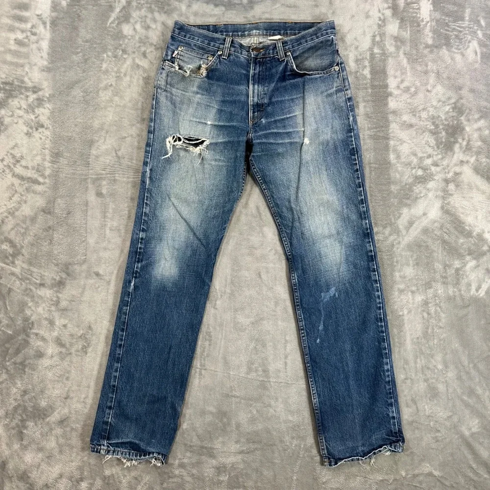 All American Clothing Straight Jeans Men's Size 30x32 Blue Distressed Denim